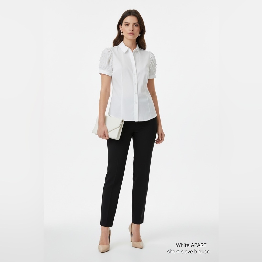 APART White Pearl Sleeve Button Down Blouse EU 44 / US 12